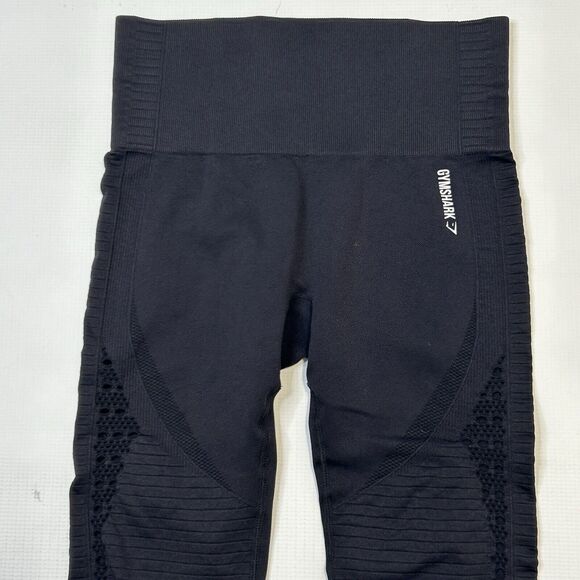 Gymshark Black Leggings Cut Out Moto Motorcycle Womens XS 18” Inseam Crop Length - Picture 5 of 10